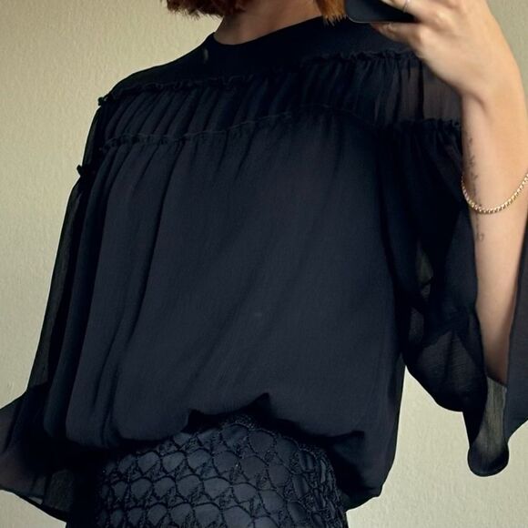 Alice+Olivia Black Blouse Size XS - Picture 3 of 9